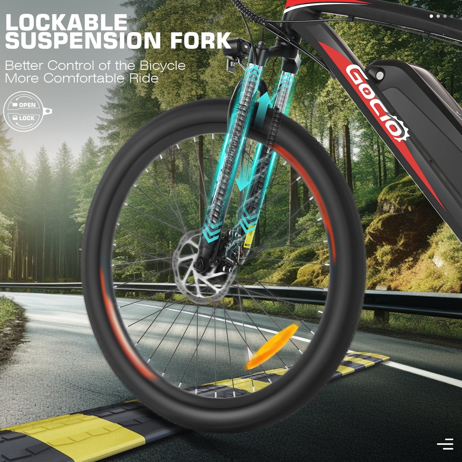 Gocio 27.5 Electric Mountain Bike for Adults, 750W Peak Motor, 48V 10.4Ah Battery, 20MPH, 21 Speed, Lockable Front Suspension, UL2849 Certified Electric Bikes