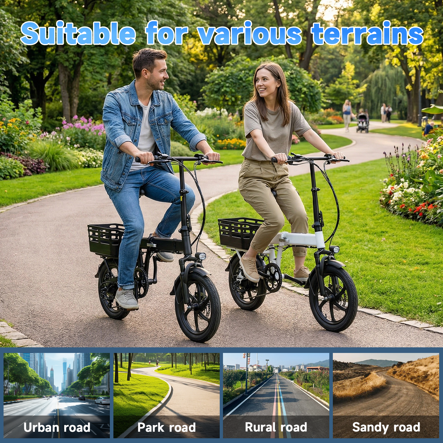 14 Folding Electric Bicycles with 500W Peak Motor,35 Miles 20MPH 432WH Integrated Battery ,Ebike for Adults with Basket,UL2849 Electric Bikes
