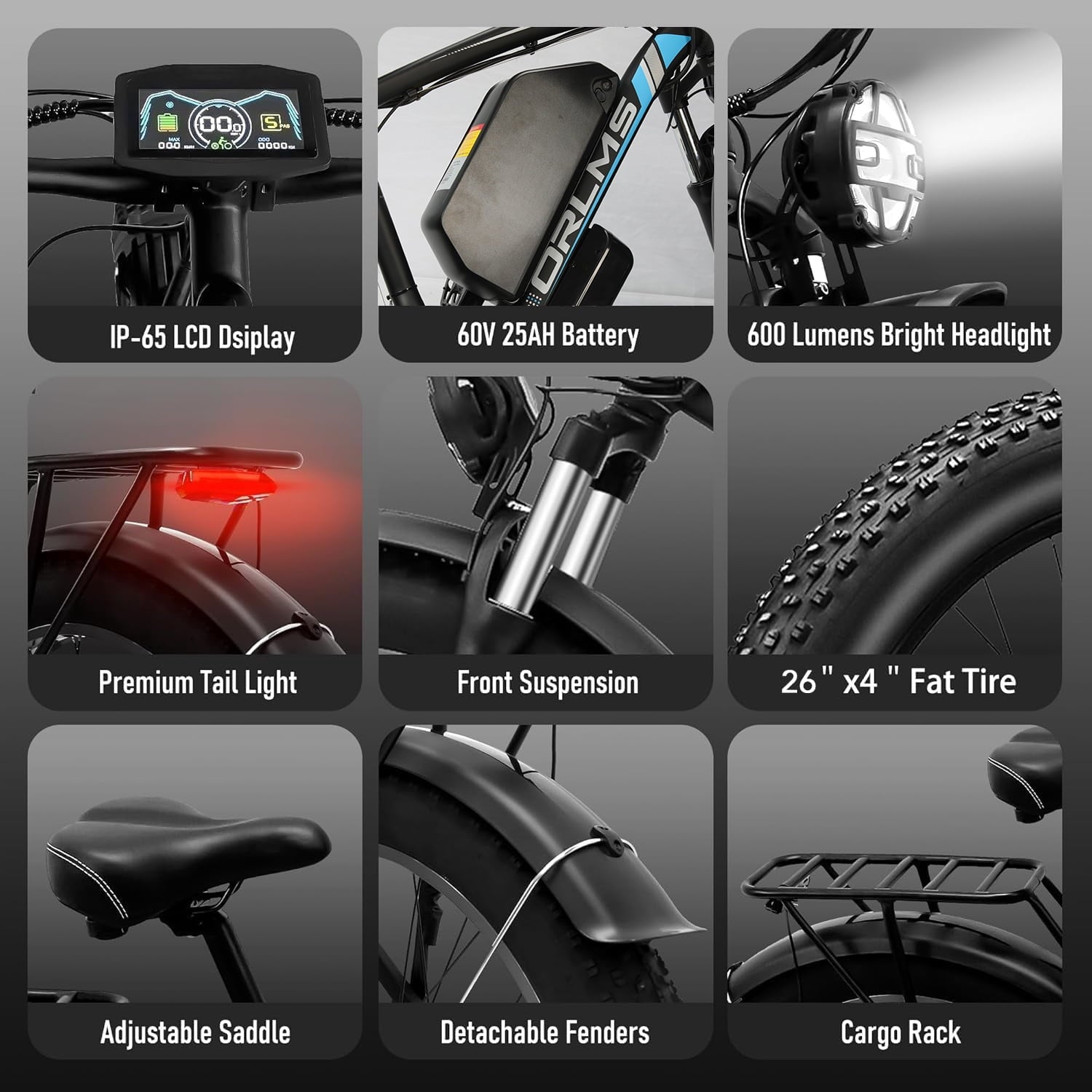 6000W Electric Bike, 60V 25AH Battery Ebike for Adults, Dual Motor AWD Ebike 50MPH 21-Speed ,Long Range Mountain EBike with 26 x 4.0 Fat Tire, All-Road Mountain Bike UL2849 Electric Bikes