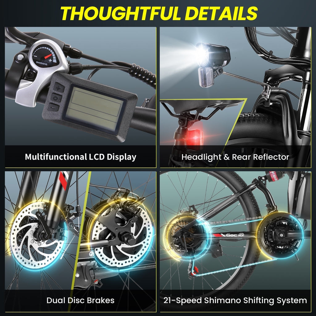 Gocio 26 Folding Electric Bike for Adults, 750W Peak Motor E-Mountain Bike, 19.8MPH, 48V 7.8AH Battery Ebike , 21-Speed Electric Bicycle, UL2849 Electric Bikes