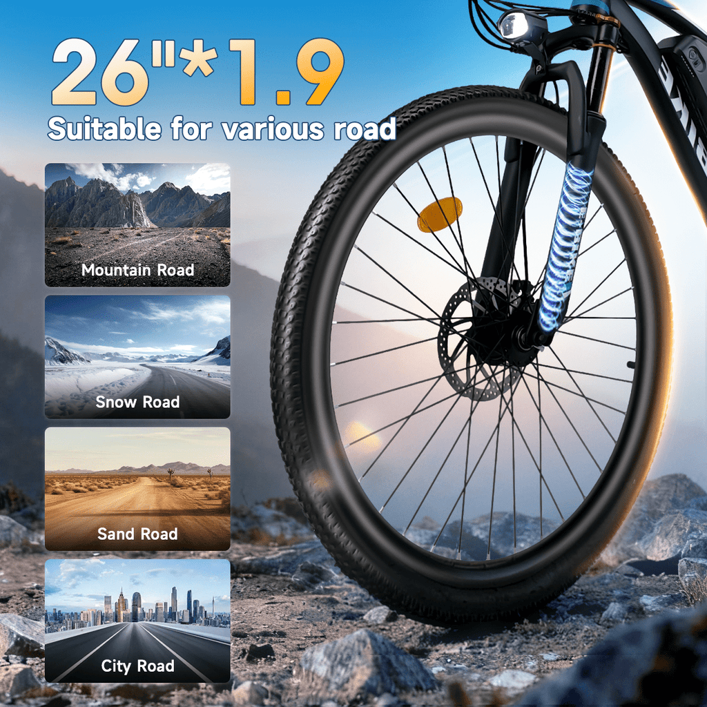 BroPath Electric Bike for Adults,26”Electric Mountain Bike 576Wh Internal Battery & LCD Display, with 7-Speed, 25MPH,Ebike,Full Suspension, 800W (Peak) Motor Commuter Electric Bicycle,UL2849 Electric Bikes