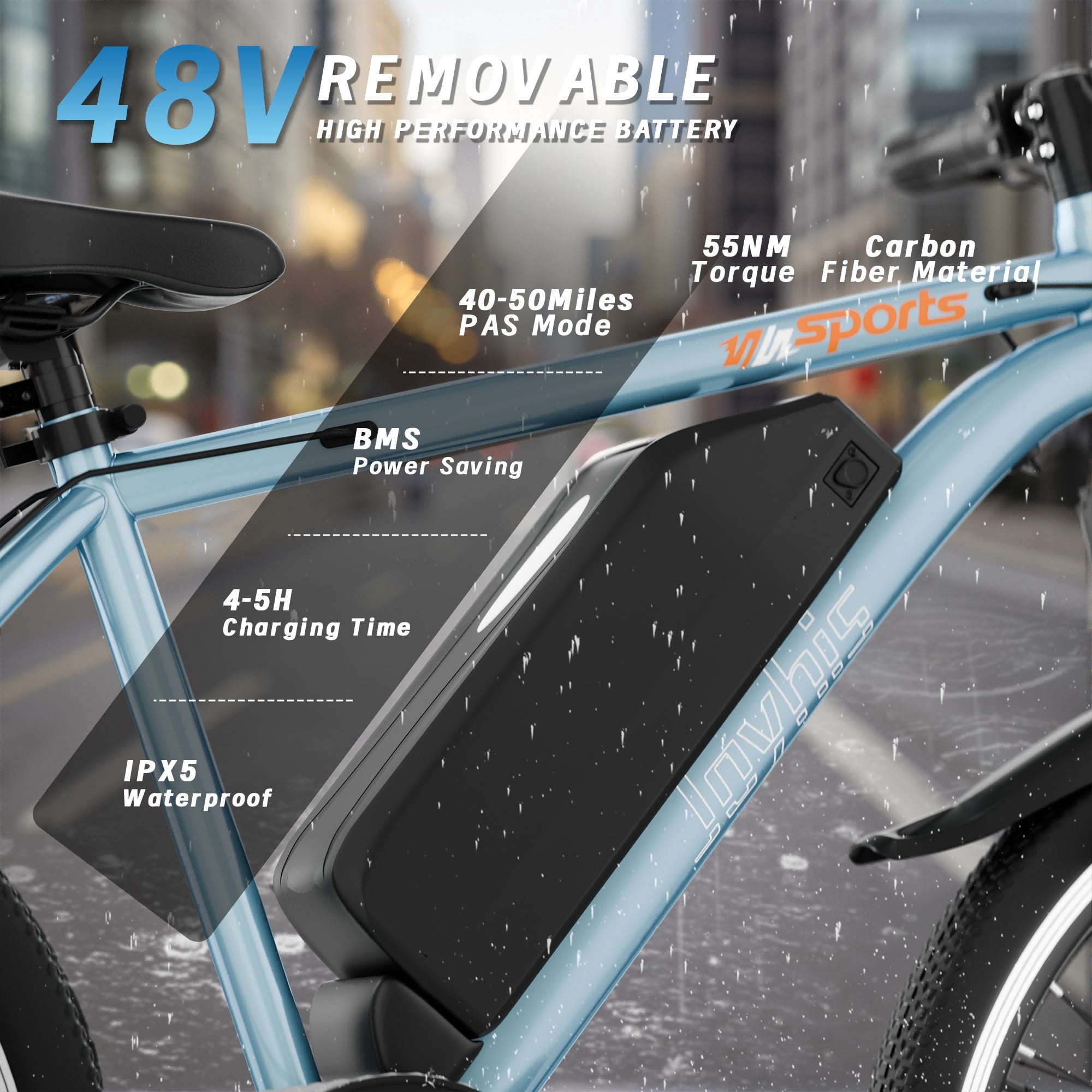 Electric Bike for Adults, 26'' Up to 50 Miles 22MPH Electric Mountain Bike with 48V Removable Battery UL2849 (Blue) Electric Bikes