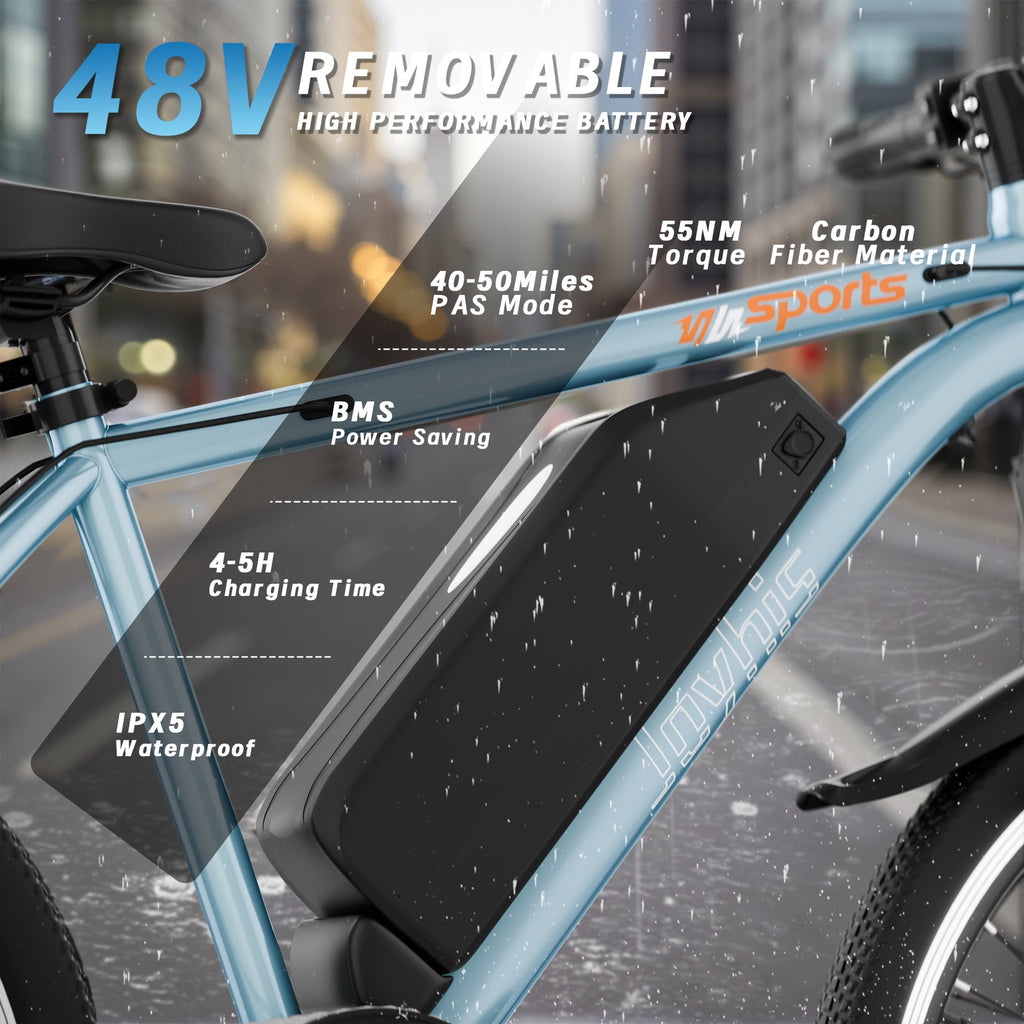 Electric Bike for Adults, 26'' Up to 50 Miles 22MPH Electric Mountain Bike with 48V 430W Removable Battery UL2849 (Blue) Electric Bikes