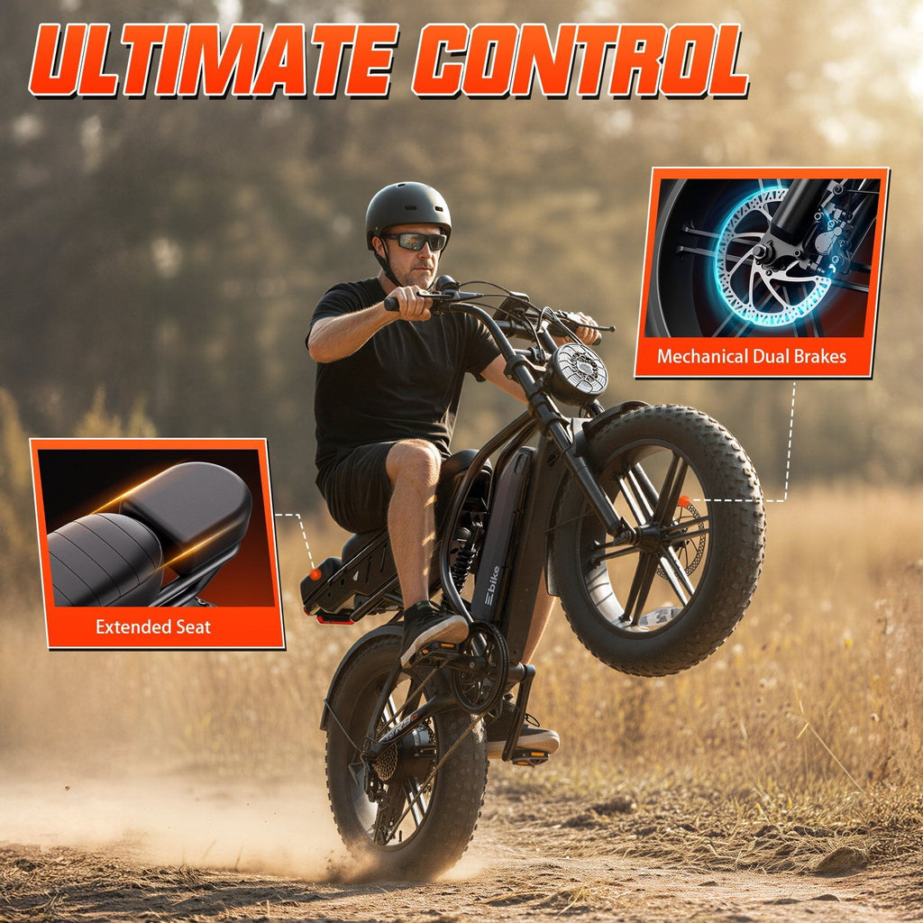 TST Electric Bike for Adults, 750W Peak 1500W Motor, 20x4 Fat Tire E Bicycle, E Mountain Bike, 48V/15AH UL2849, App Control Electric Bikes