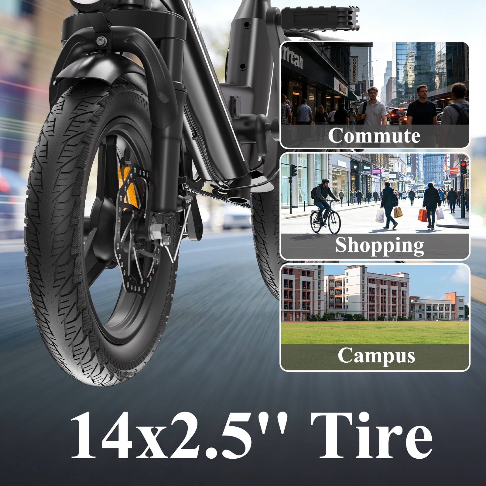 Bodywel Electric Bike for Adults, Electric Bicycle with 36V 10Ah Battery, 14 Folding Ebike, Peak 500W Motor, Mini E Bikes for Urban Commuter, UL2849 Electric Bikes