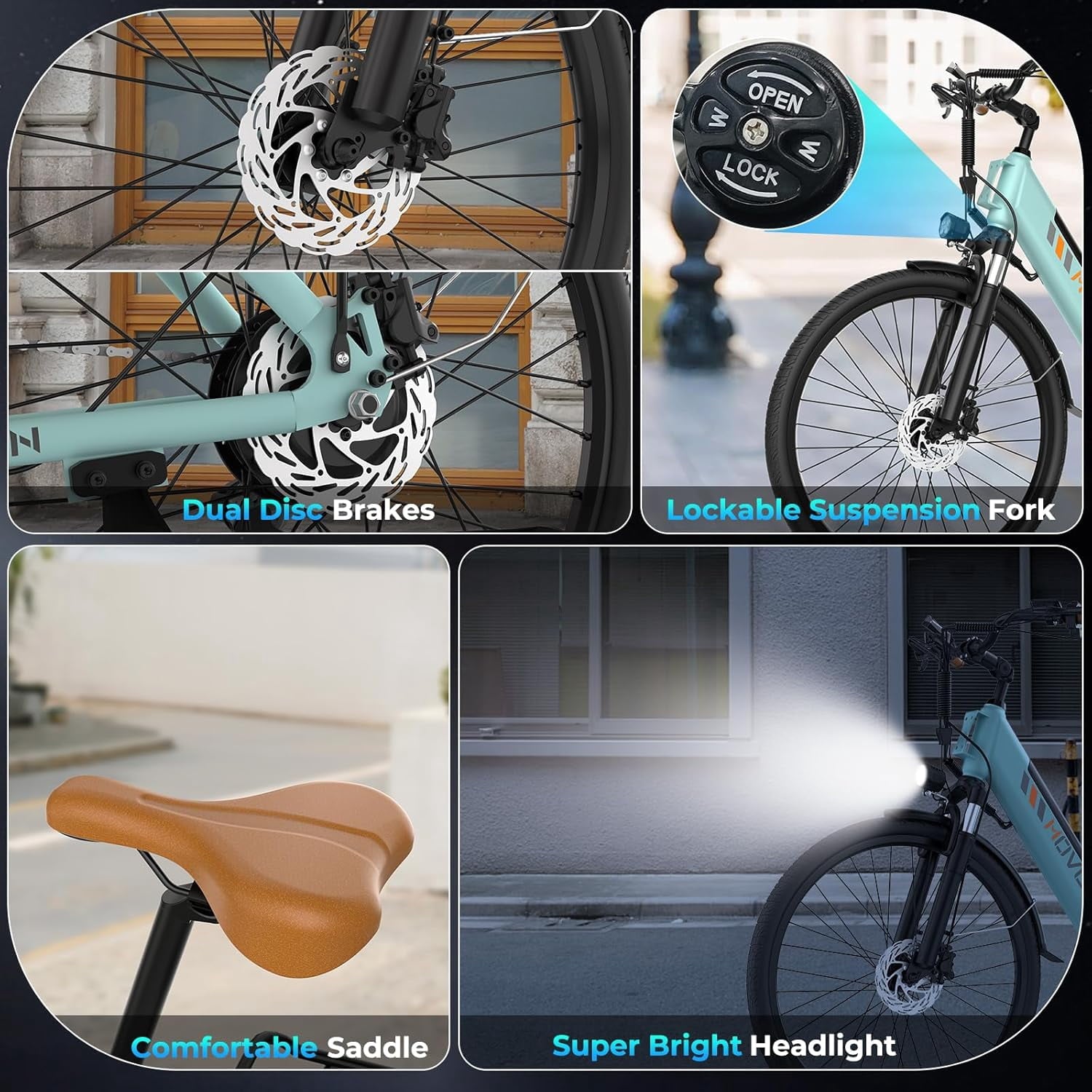Movcan V80 1000W Electric Bike for Adults, 28MPH & 70 Miles Range, 26 City Cruiser Ebike with 48V 13Ah Removable Battery, 7-Speed Dual Disc Brake Mountain Commuter E-Bike Electric Bikes