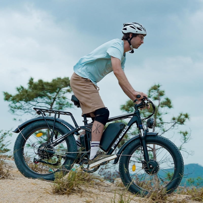 FENGQS 6000W Dual Motor Electric Bike for Adults, 24x4 Fat Tire, Up to 50mph 100 Mile, 60V/20Ah Battery, Full Suspension, For Off-Road Use Only (Gray Blue) Electric Bikes