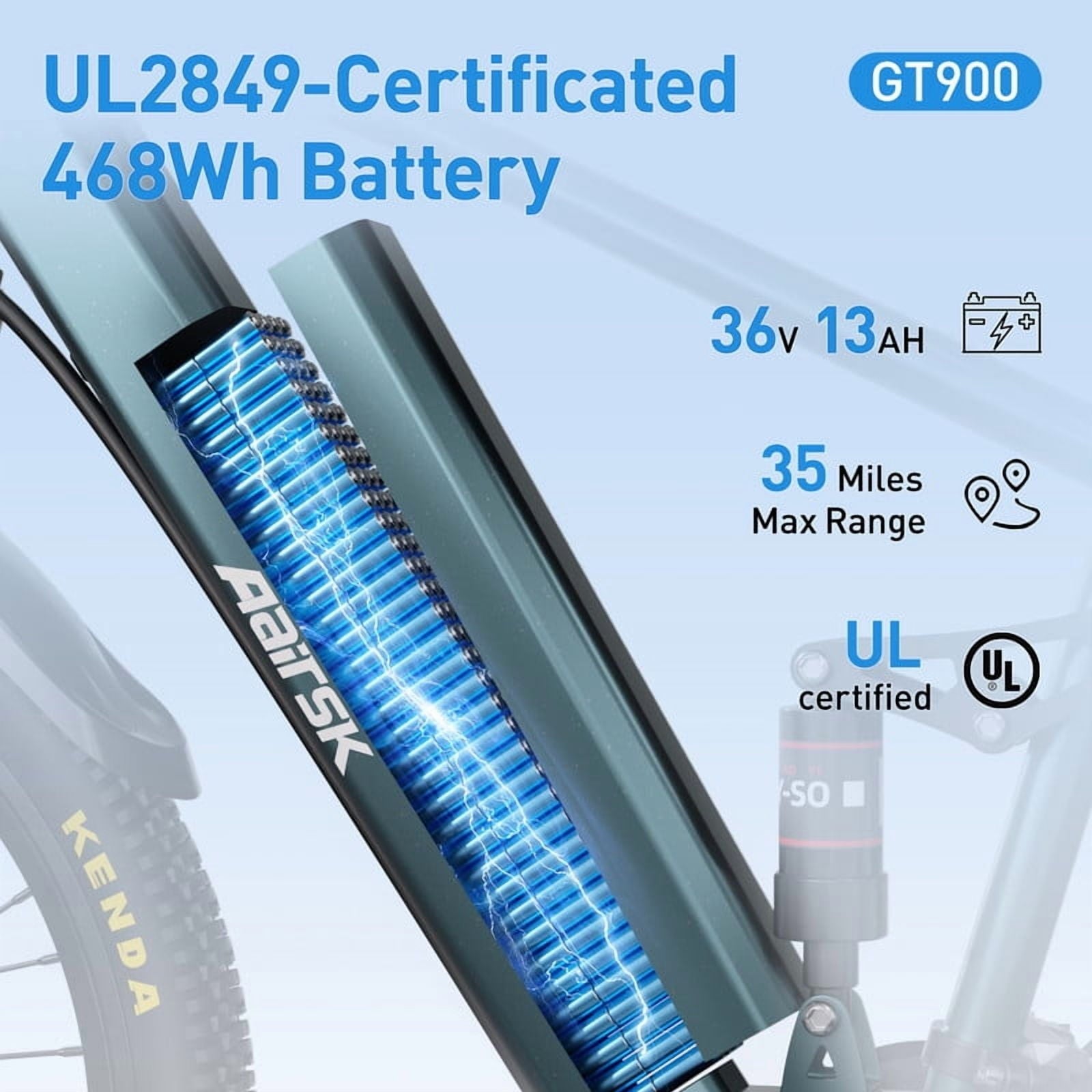 GT900 Electric Bike 748W Peak 36V 13Ah 24 Kenda Tires 21-Speed Shimano with NFC Electric Bikes
