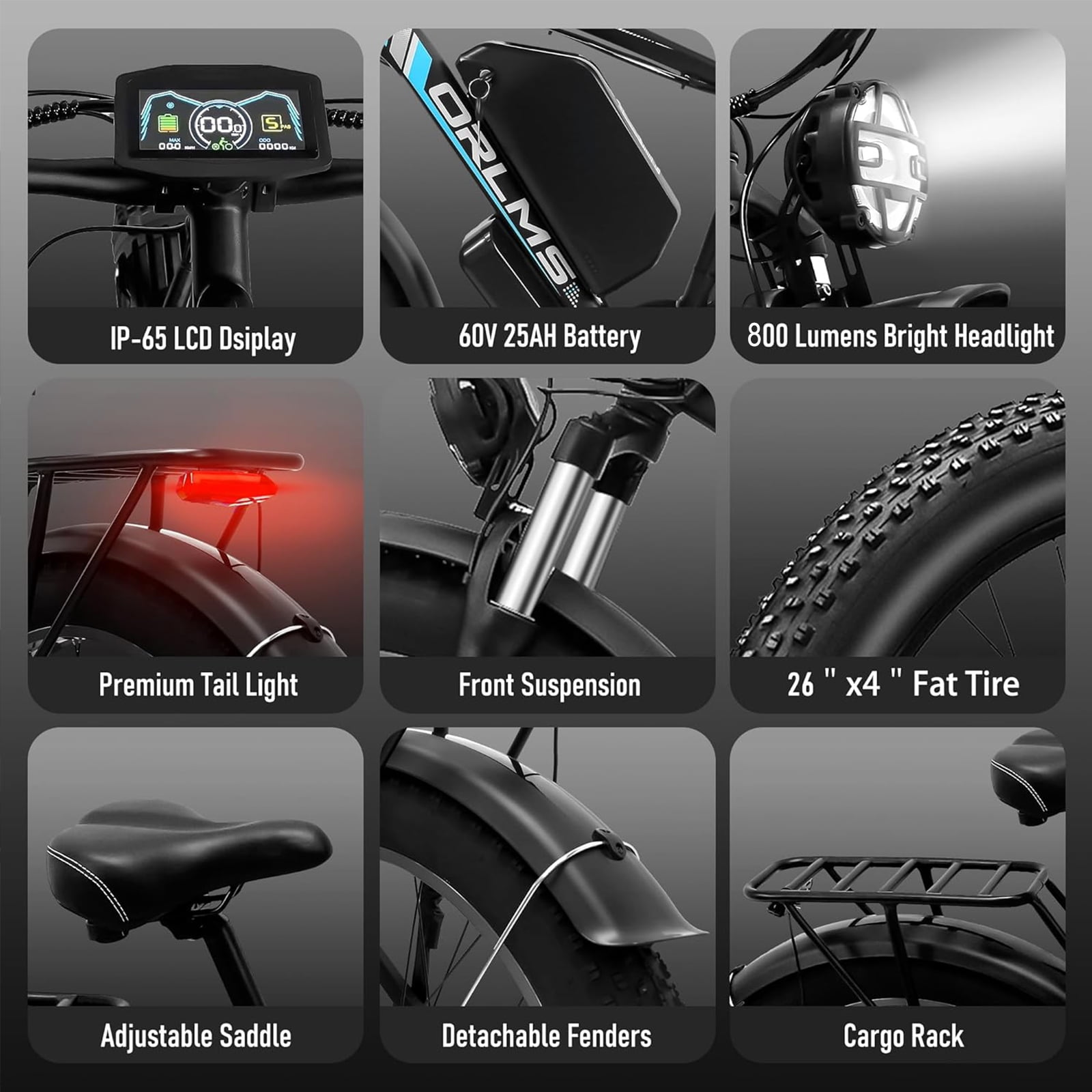 5000W (Peak) Electric-Bike, 60V 25AH Battery Electric Bike for Adults, Dual-Motor-Ebike 45MPH Ebike, 26*4.0 Fat Tire Ebike, AWD 21-Speed E-Mountain Bicycle for Off-Road Snow Sand UL 2849 Electric Bikes