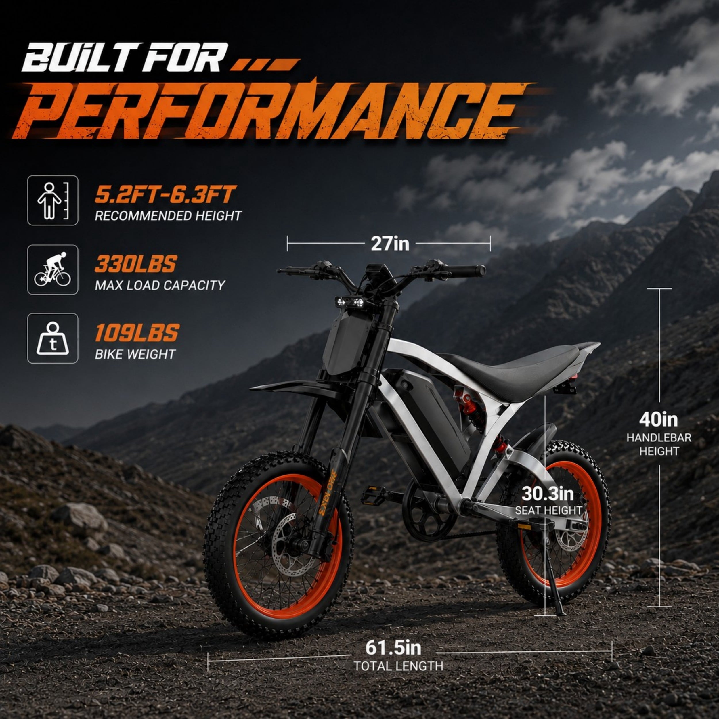 MOCRXO J300 Electric Bike for Adults, 20*4.0 Fat Tire E-Mountain Bicycle,Peak 1000W Motor 48V 18Ah 7-Speed E-Bike UL2849, LCD Display Electric Bikes