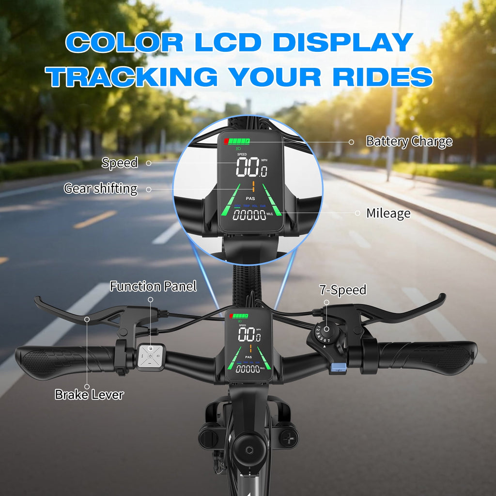 G26Electric Bike for Adults, 26 750W Peak Motor, 65 Miles 28MPH Ebike, 480Wh Battery Electric Bicycle for Adults 7 Speed Electric Bicycles Front Fork Suspension,UL2849 Electric Bikes