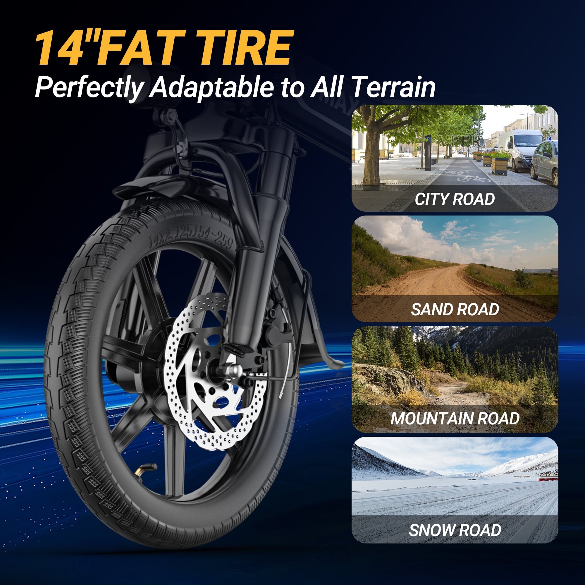 Foldable Electric Bike for Adults and Teens,14 Inch Tire 500W Rear Wheel Drive Motor with 48V 10.4Ah Removable Lithium Battery Two Seats UL2849 Electric Bikes