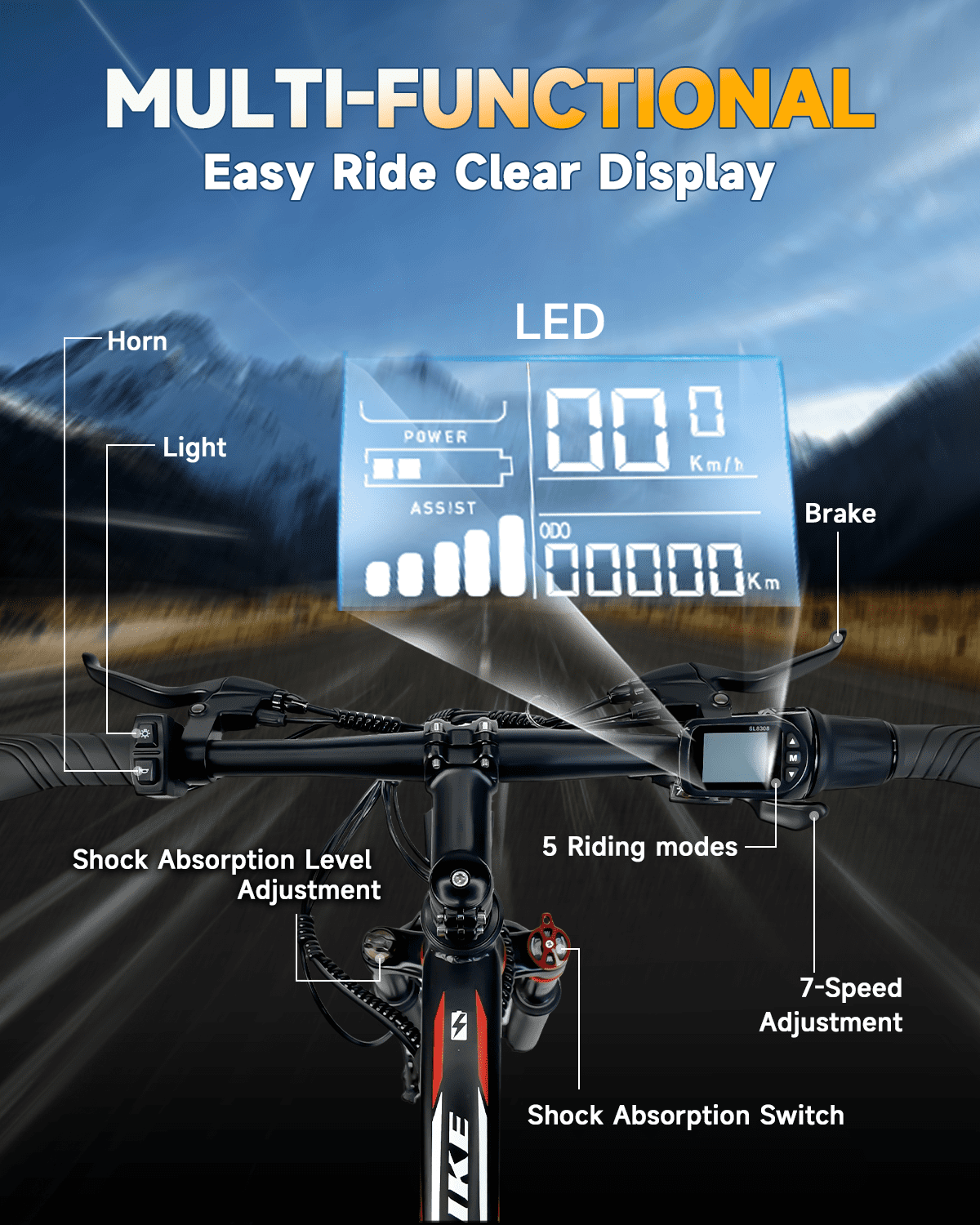 Bycyla Electric Bike for Adults,26 Electric Bike,40+ Miles,7-Speed,25Mph Power by 750W(Peak) Motor Mountain Ebike,Full Shock Absorber,Electric Bicycles for Commuting,E-Bike,UL 2849 Electric Bikes