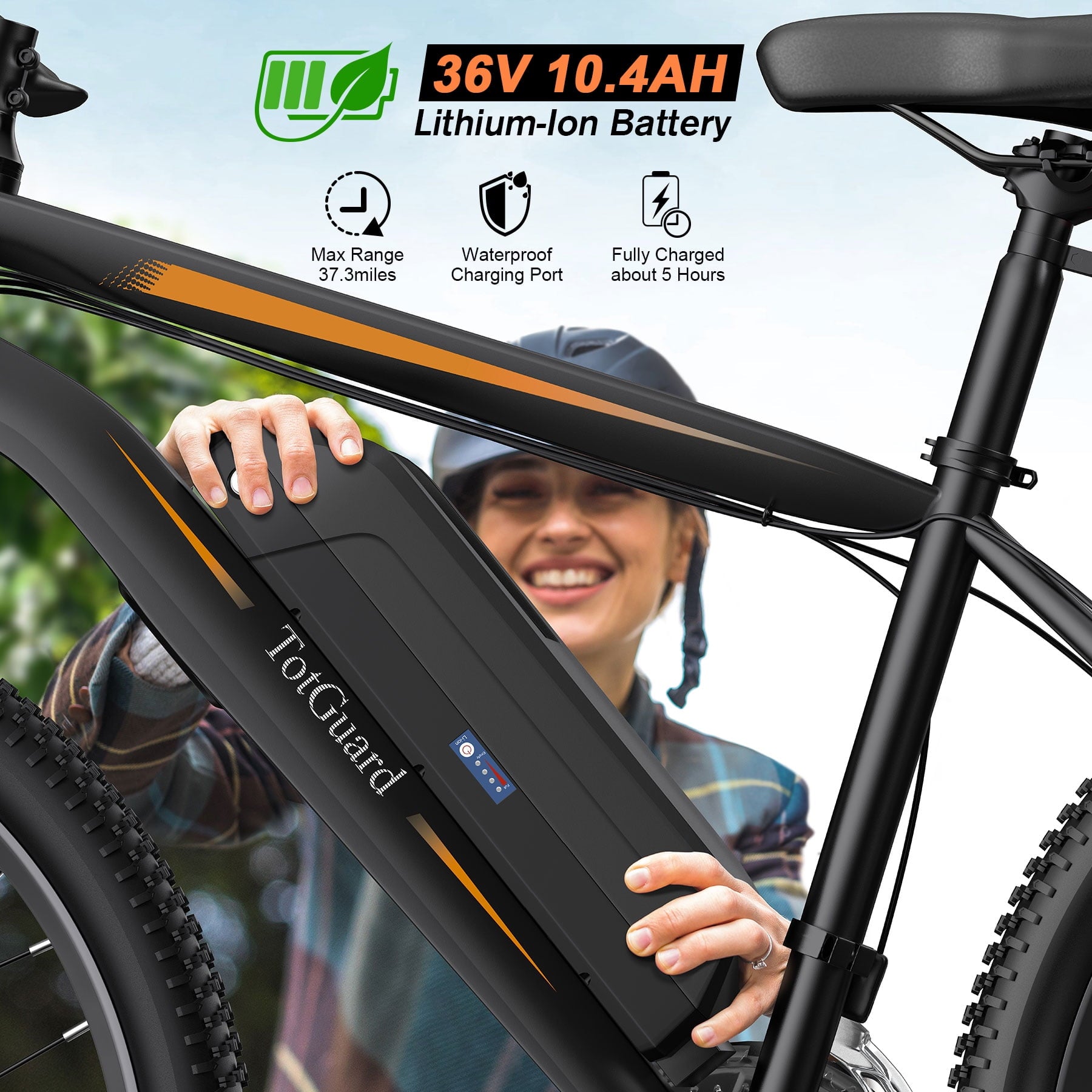TotGuard Electric Bike for Adults, 26 Ebike 350W Adult Electric Bicycles, Electric Mountain Bike with 36V 10.4Ah Battery, Suspension Fork, Shimano 21 Speed Gears Electric Bikes