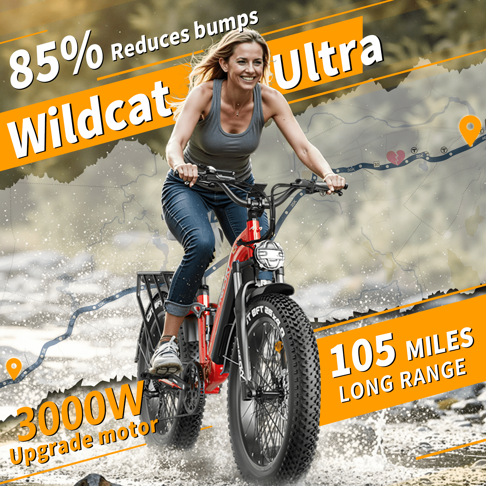 FREESKY 3000W Electric Bike for Adults 105mile Long Range Step-Thru Ebike Motor 37MPH Dirt E Bike 25Ah Removable Samsung Battery 26'' Fat Tire Electric Bicycle Full Suspension for Commute Mountains Electric Bikes