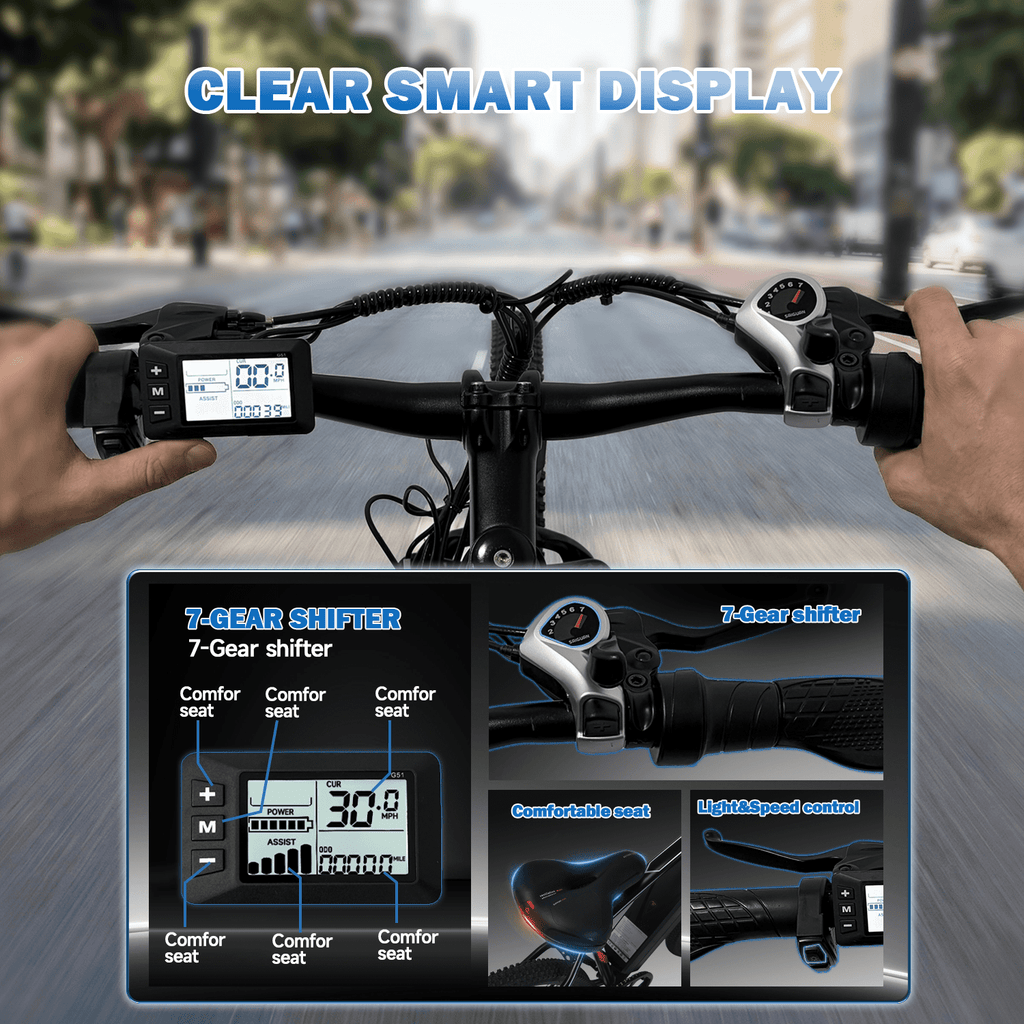 XYJ Electric Bike for Adults,750W Peak Motor,25 MPH,Electric Mountain Bike,26 Adult Electric Bicycles with Multi-Shock Absorption,48V 12Ah Removable Battery,7 Speed,UL 2849,Commuter Electric Bicycle Electric Bikes