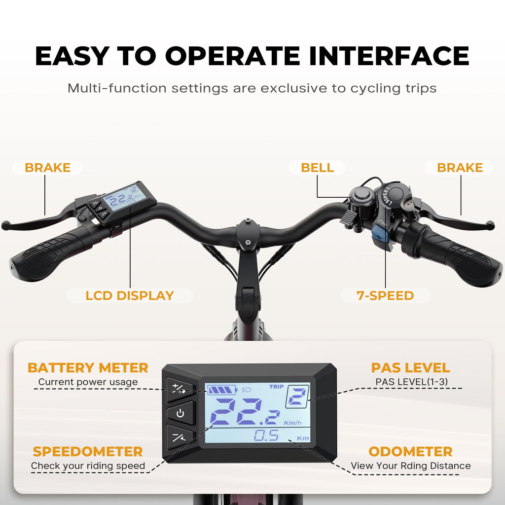 Electric Bike, 26 EBike with 750W Peak Motor, 48V 374.4Wh Removable Battery, 20+MPH, 7-Speed Gears, Includes Bike Pump, Phone Holder & Bike Lock - Electric Bicycle for Adults, UL2849 Electric Bikes