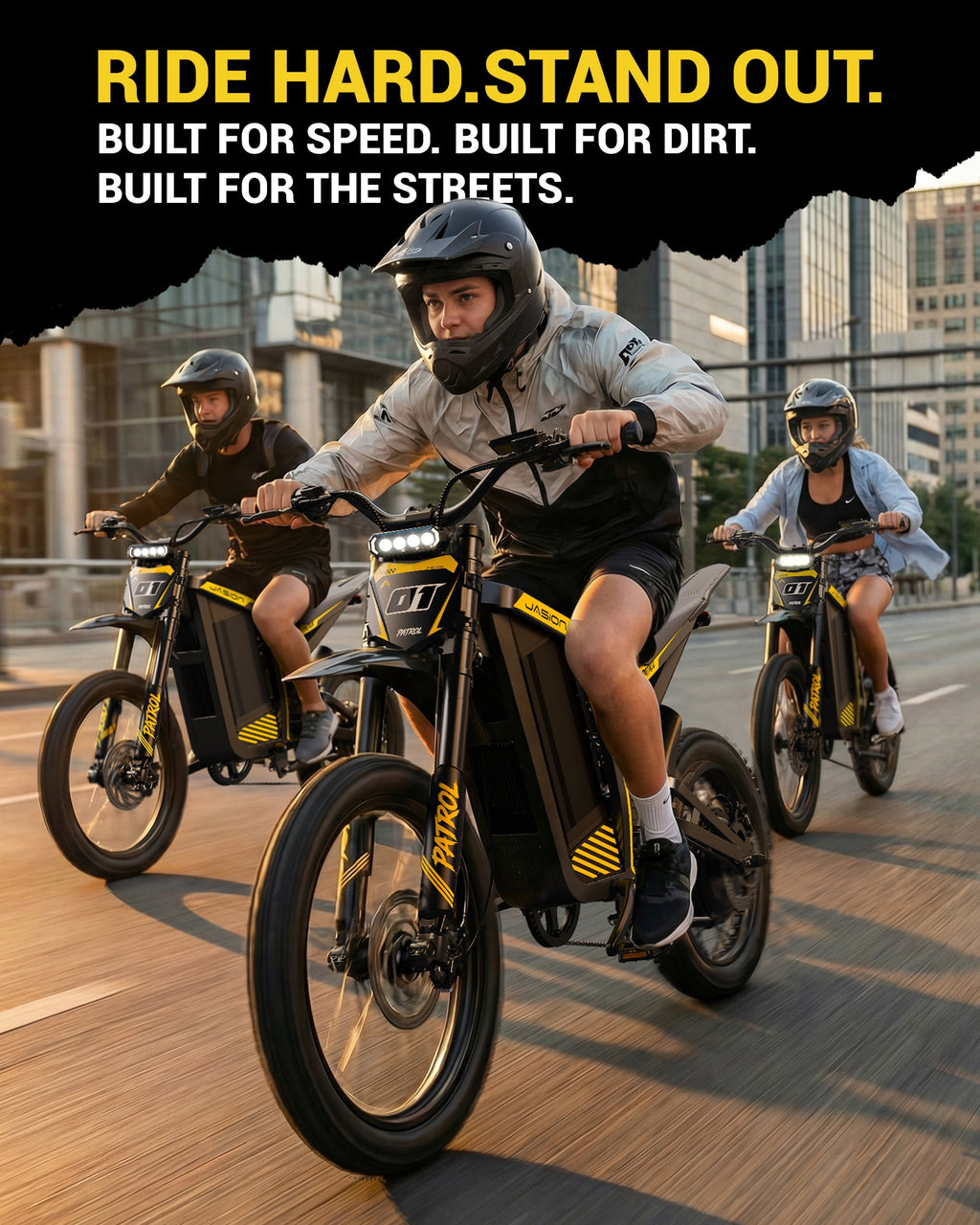 Jasion Patrol Electric Dirt Bike for Adults 19/17, 4000 Peak Motor Ebike 52V 30AH, Fat Tire Electric Motorcycle, UL 2849 Electric Bikes
