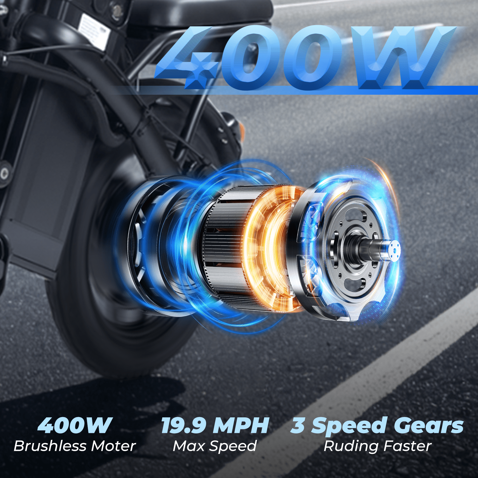 Portable Terrosor Electric Bicycle - 14 Foldable Design, Dual Disc Brakes, 20mph Max Speed, Includes Storage Basket Electric Bikes