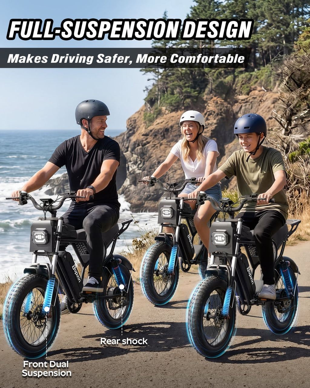 Bopzin Electric Bike for Adults,Peak 1500W App & Anti-Theft, 48V/25Ah, 20x4.0 Fat Tire Ebike, E-Mountain Bike Tested Under UL2849 Electric Bikes