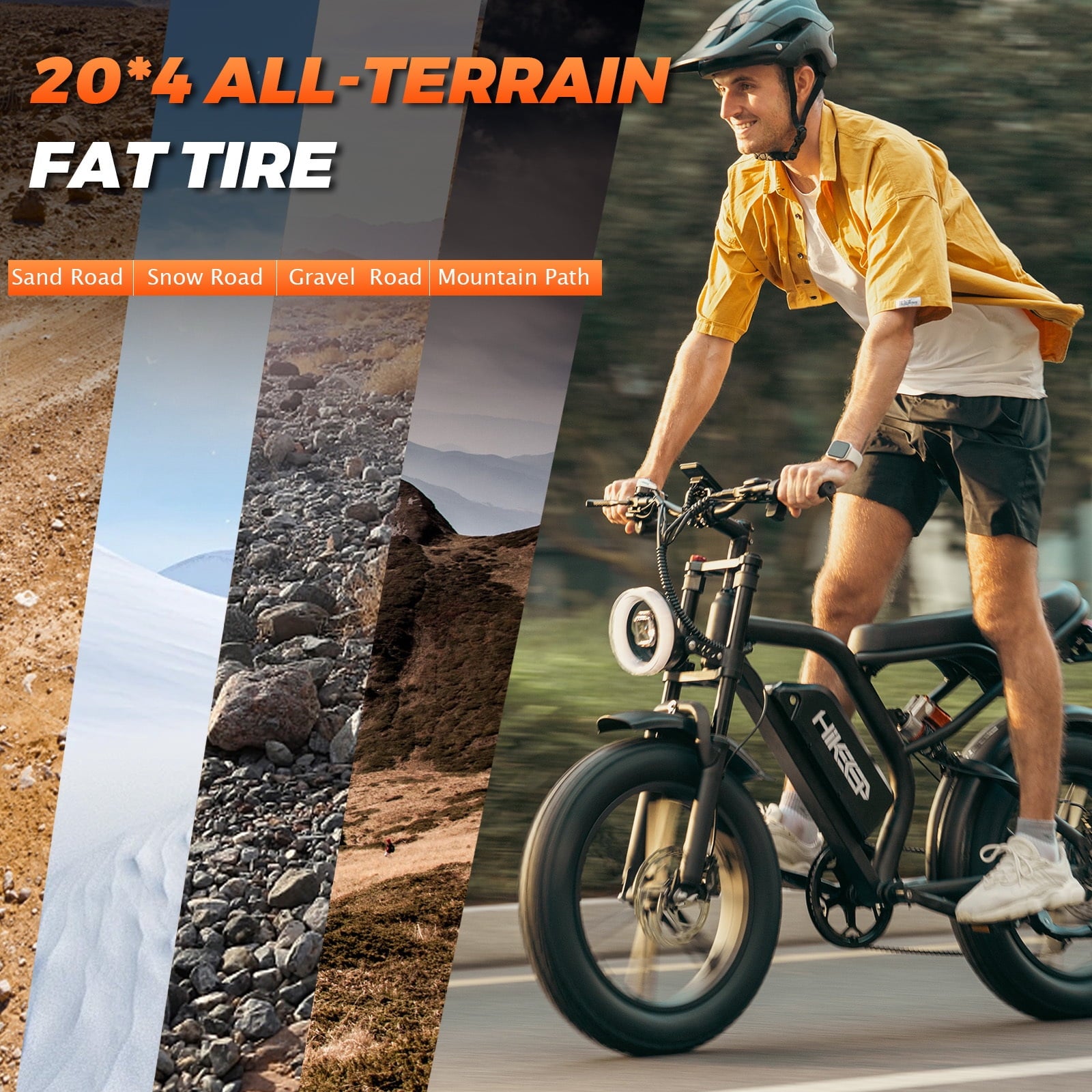 20x4.0 Fat Tire Adult Off-Road Mountain E-Bike, 1500W Peak Motor, Full Suspension, UL2849 Certified, 48V 15Ah Removable Battery Electric Bikes
