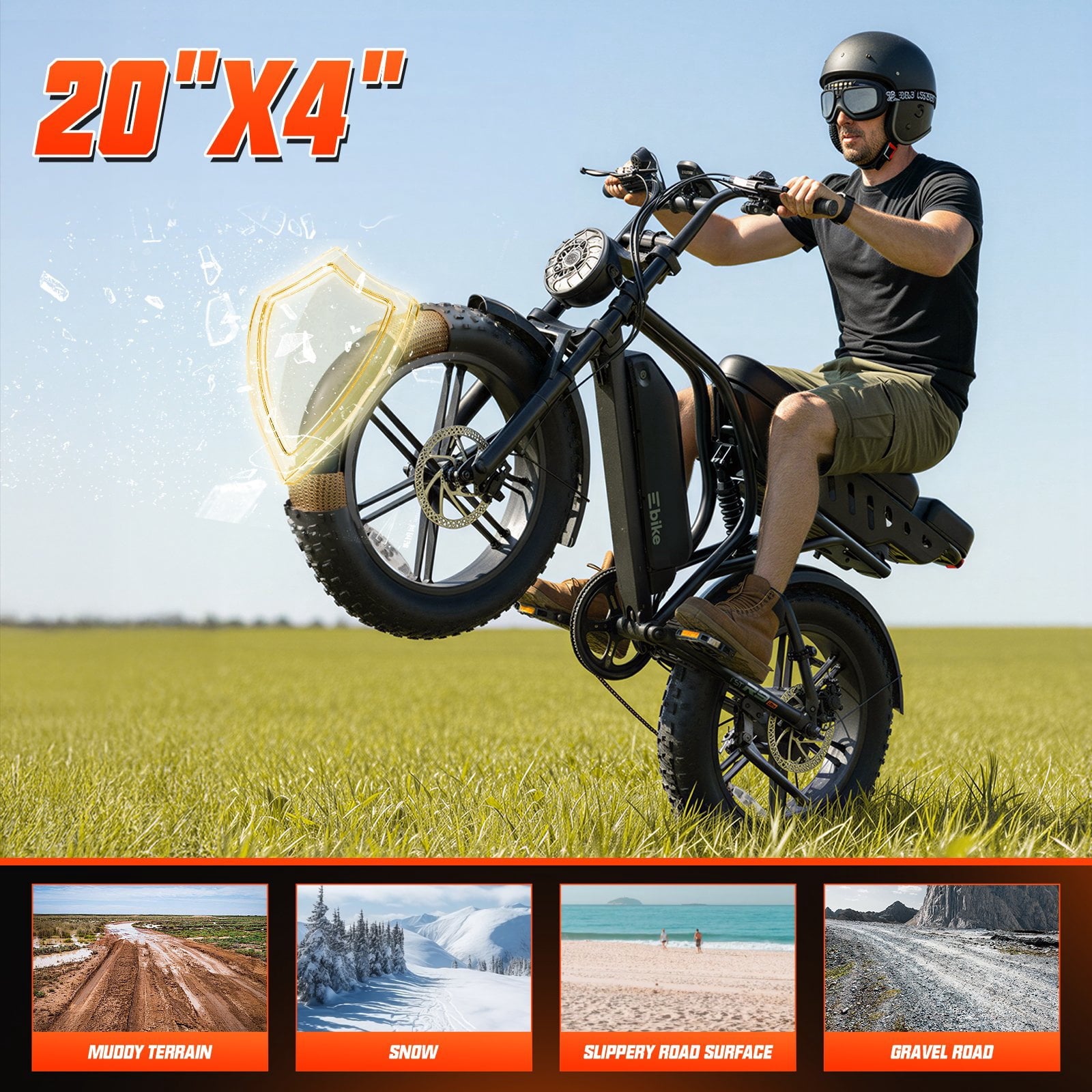 TST Electric Bike for Adults, 750W Peak 1500W Motor, 20x4 Fat Tire E Bicycle, E Mountain Bike, 48V/15AH UL2849, App Control Electric Bikes