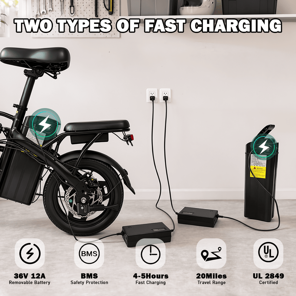 14 Electric Folding Bike for Adults,432Wh Removable Battery,500W Motor, 20MPH 20+ Miles Range,Mini Ebike for City Commuter, UL2849 Electric Bikes