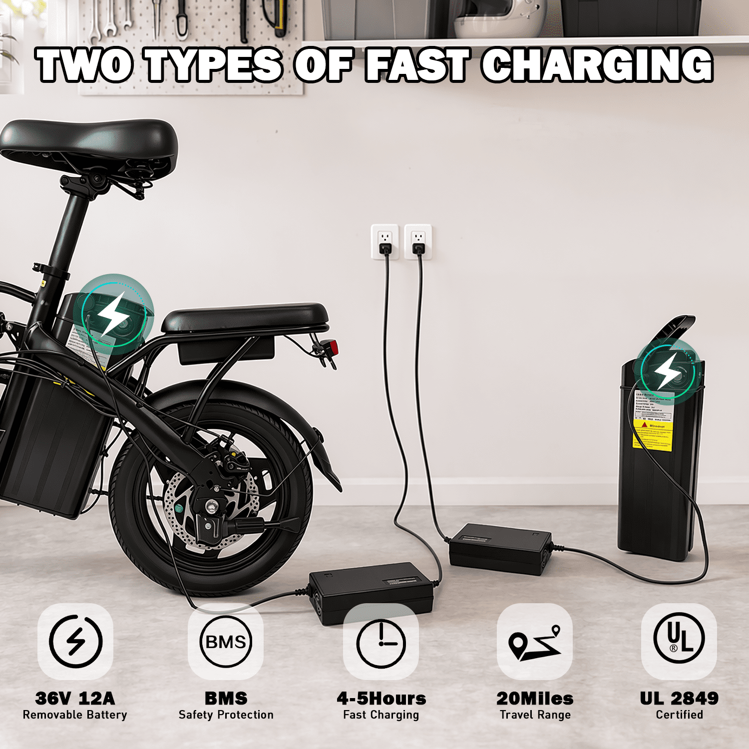 14 Electric Folding Bike for Adults,432Wh Removable Battery,500W Motor, 20MPH 20+ Miles Range,Mini Ebike for City Commuter, UL2849 Electric Bikes
