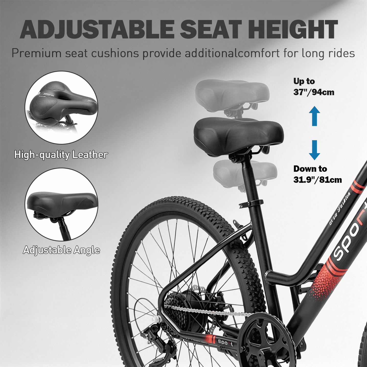 OwnGold Electric Bike with Basket,750W Peak Motor 25MPH 35+ Miles,432Wh Battery,26Commuter Ebike for Adults,7-Speed,UL2849 Electric Bikes