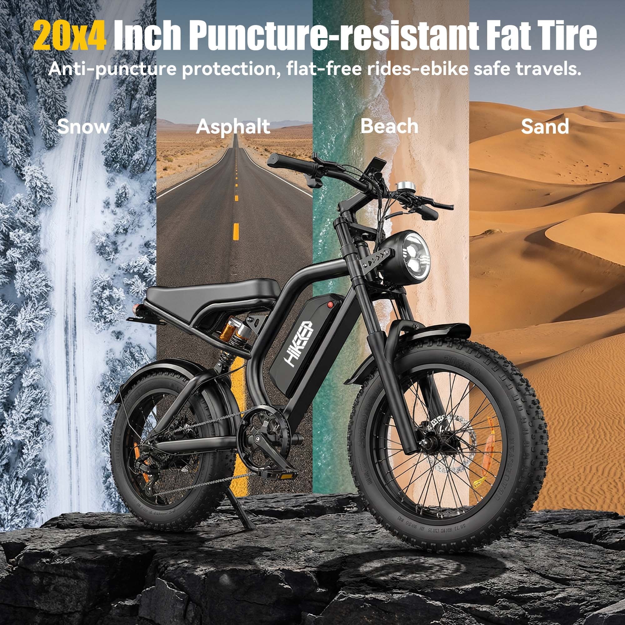 20 Fat Tire Electric Bike for Adults, 1500W Peak Adults Ebike, 48V 15Ah Battery Electric Mountain Bike UL2849 Electric Bikes