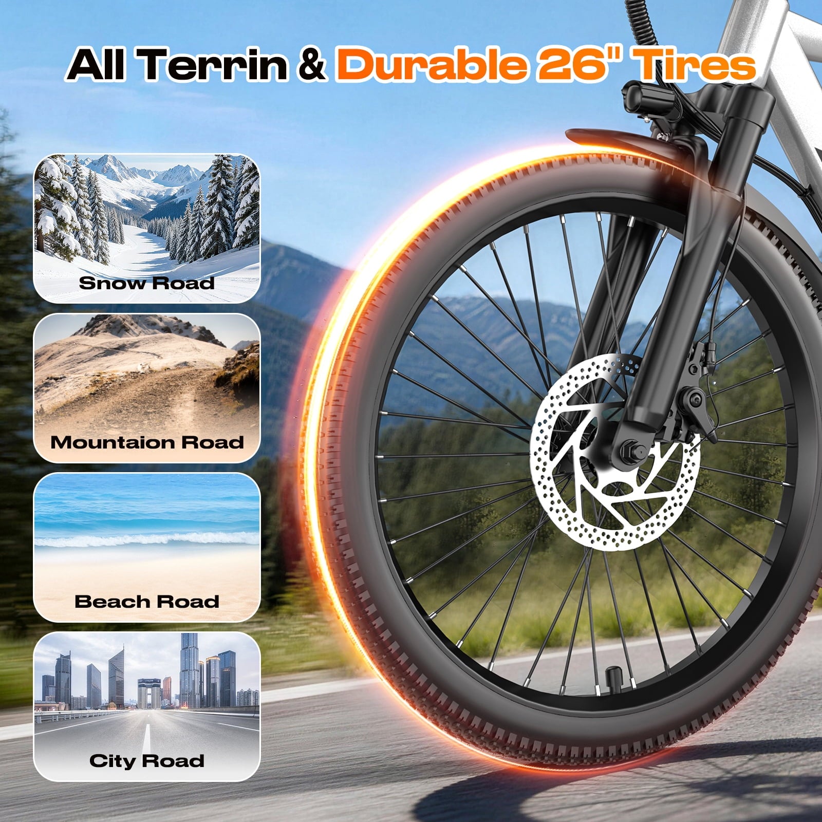 X-koala 26 Electric Bike for Adults & Teens, 1200W Peak Motor, 25 MPH, 48V Internal Battery, UL 2849 Certified IPX7 Waterproof Ebike, 7-Speed Electric Mountain Bike with Saddle Suspension Electric Bikes