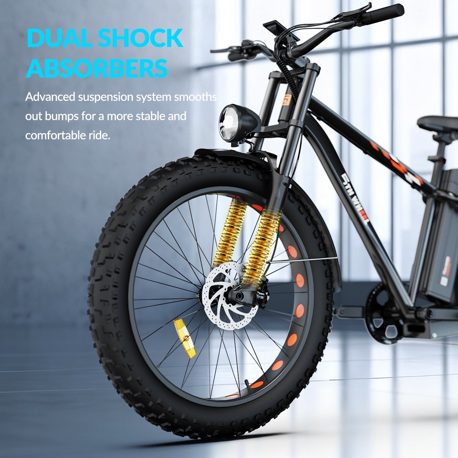 5TH WHEEL W29B 26 x 4 Fat Tire Electric Bike, 750W Motor Adult Ebike with 48V 15Ah Removable Battery, Electric Mountain Bicycle with 7 Speed, UL2849 Electric Bikes