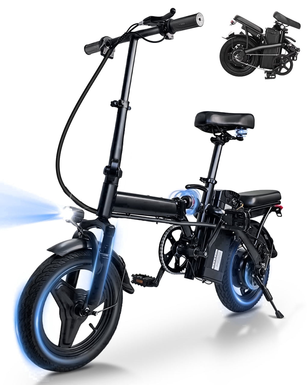 14 Foldable Electric Bike for Adults, Commuter E-Bike with 500W Peak Motor, 36V 12Ah Removable Battery, 20 MPH 32 Miles Range,UL 2849 Certified Electric Bikes