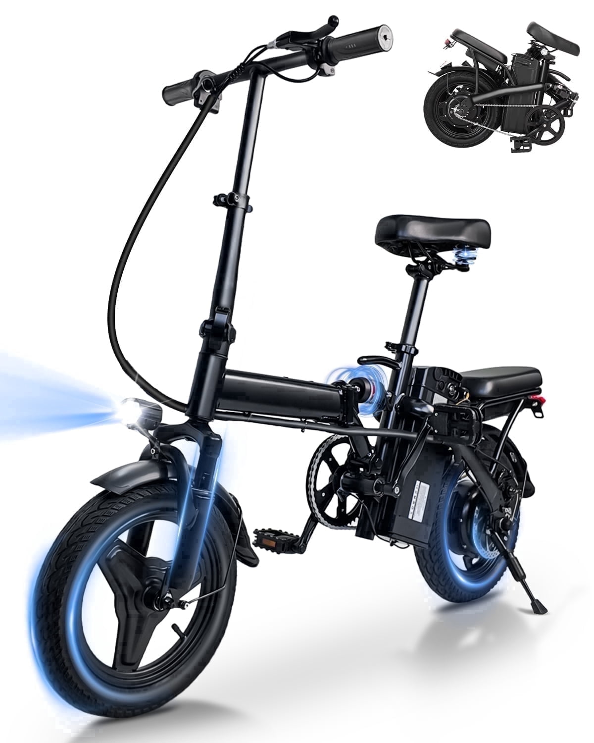 14 Foldable Electric Bike for Adults, Commuter E-Bike with 500W Peak Motor, 36V 12Ah Removable Battery, 20 MPH 32 Miles Range,UL 2849 Certified Electric Bikes
