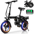 14 Inch Foldable Adult Electric Bicycle, 48V 10Ah 400W Motor, 3-Speed Gearing, Dual Spring Shock Absorbers, Front and Rear Led Safety Lights, Portable Design Electric Bikes