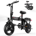 PostJoy Z6 14-inch folding electric bicycle, adult electric bicycle, 48V6AH battery, peak 500W motor, top speed of 20MPH, range of 30 miles, commuter/travel mini electric bicycle Electric Bikes