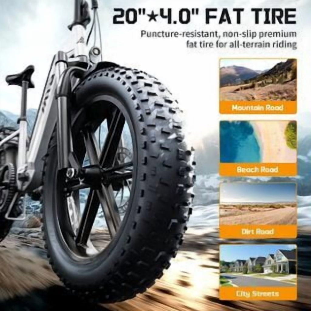 Electric Bike for Adults (Age 18+), 20x4.0 Fat Tire E-Mountain Bike, 749W Motor, 48V 15Ah Battery, 27.9 MPH, 60 Miles Range, UL2849 Electric Bikes