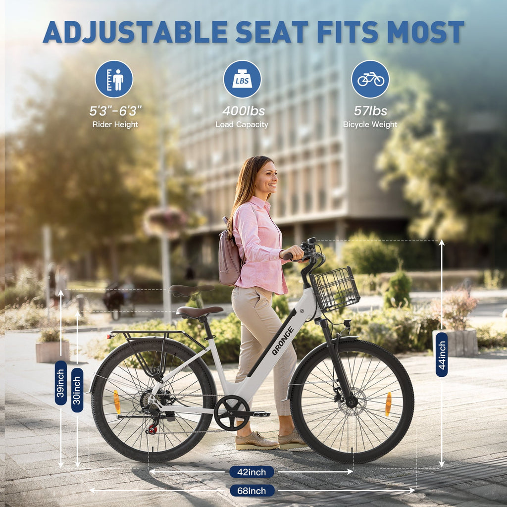 26 inch Electric Bike for Adults 1200W Peak Step Through E-Bike 70Miles Range 25 mph Max Speed Electric Bicycles 7-Speed Front Fork Suspension E-Mountain Bikes 36V 12.8AH Battery, UL2849 by SGS Electric Bikes