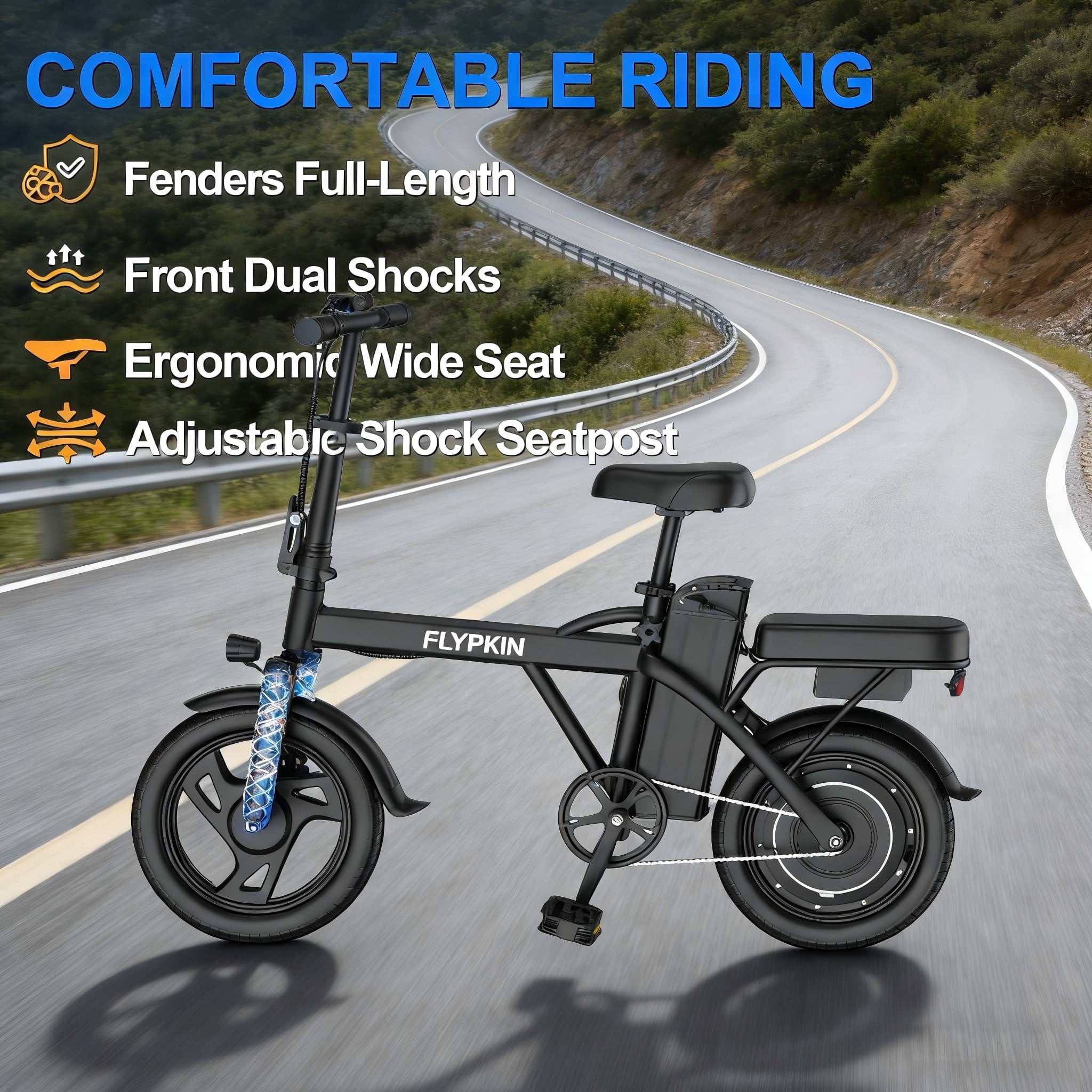 Electric Bike for Adults, 500W Motor, 20 MPH Max Speed Folding Ebike, 14 Electric Bicycles, Max 30 Miles Range (Pedal Assist Mode), Mini E Bikes Electric Bikes