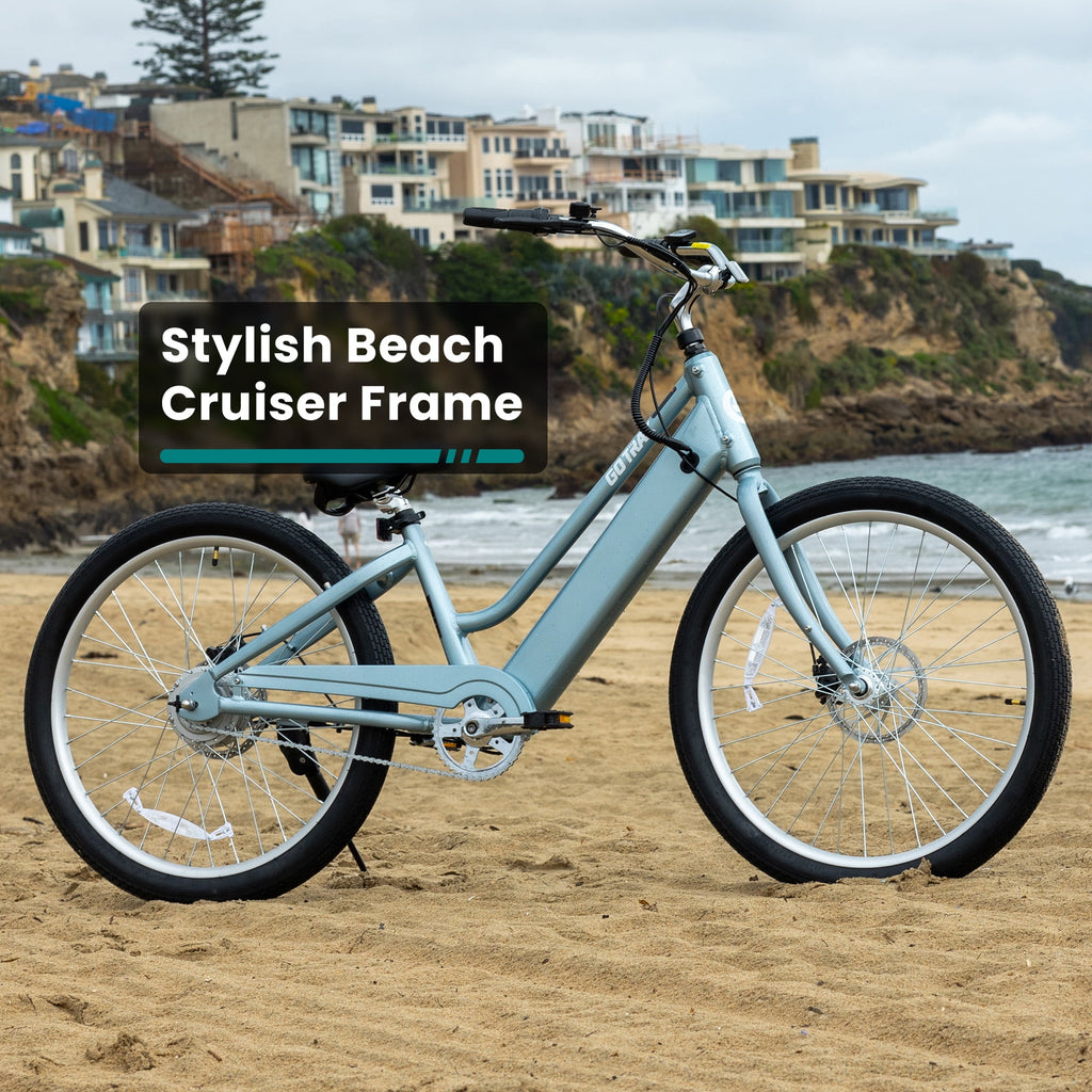 GOTRAX Shoreline 27.5 Women's Electric Beach Cruiser bikes , 350W Motor, 36V, Class 2, Up to 40 Miles, Adult, Blue Electric Bikes