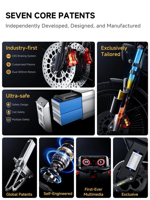 A8 Pro Max GT All-Terrain Electric Bike for Adults, 72V 70Ah Ultra-Long Range Battery 200+ Miles, 50MPH 6000W EBike, CBS Braking System & Smart Media System, New Charger Technology, Gray Electric Bikes
