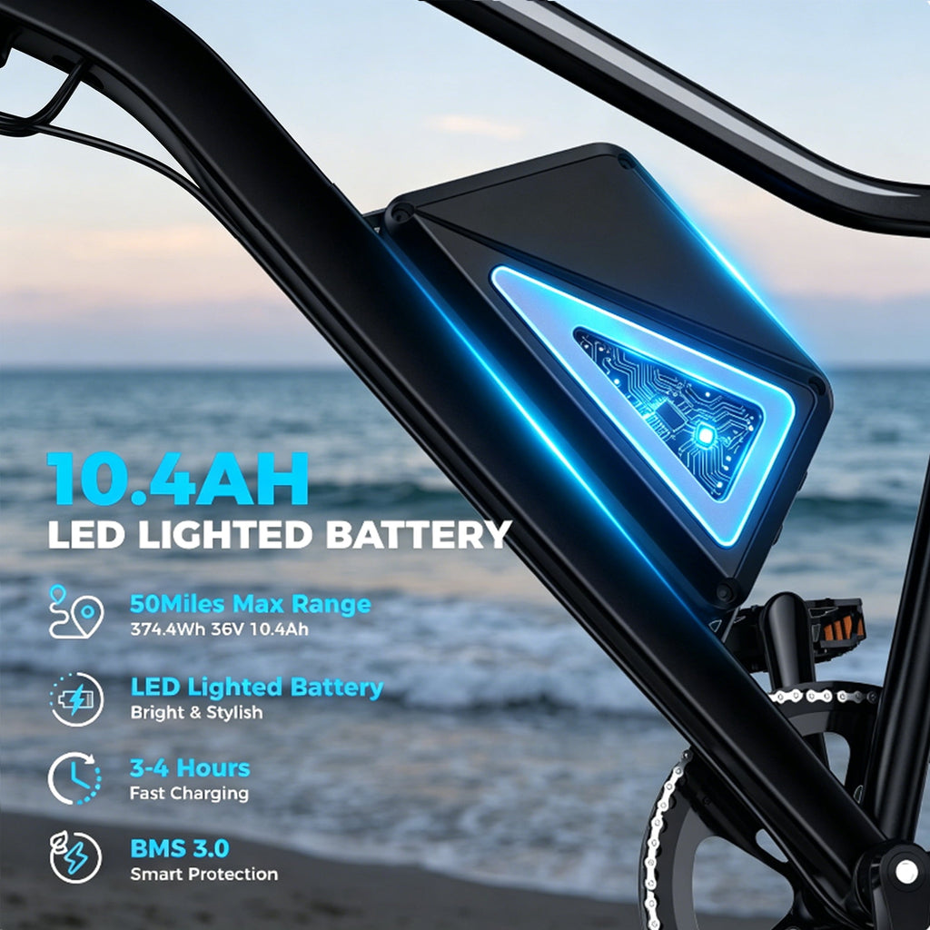 Electric Mountain Bike for Adults, 26 E-Bike with Shimano 7-Speed Gears,750W Peak,36V Removable Battery, Twist Throttle & Pedal Assist Electric Bikes