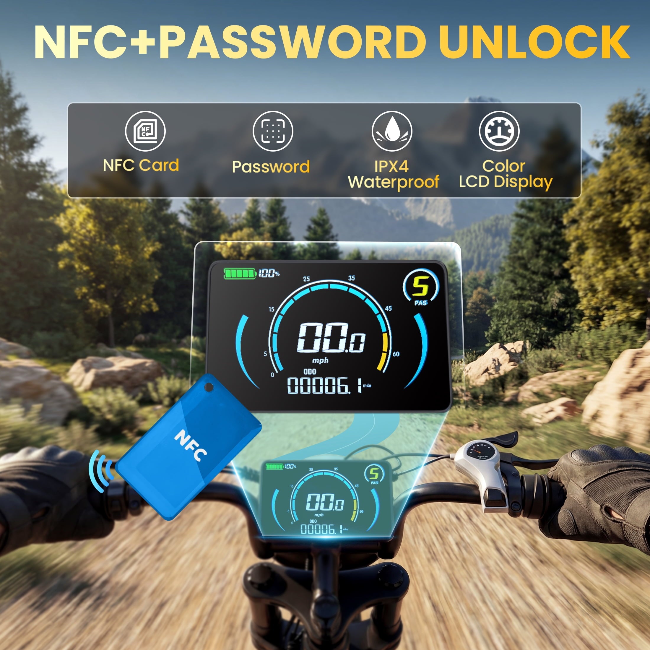 TakeMov Electric Bike for Adults, 1000W Peak 2000W Motor, 40MPH & 80 Miles, 20x4 Fat Tire E-Mountain Bike, NFC Unlock, 48V/25AH, UL2849 Certified Electric Bikes