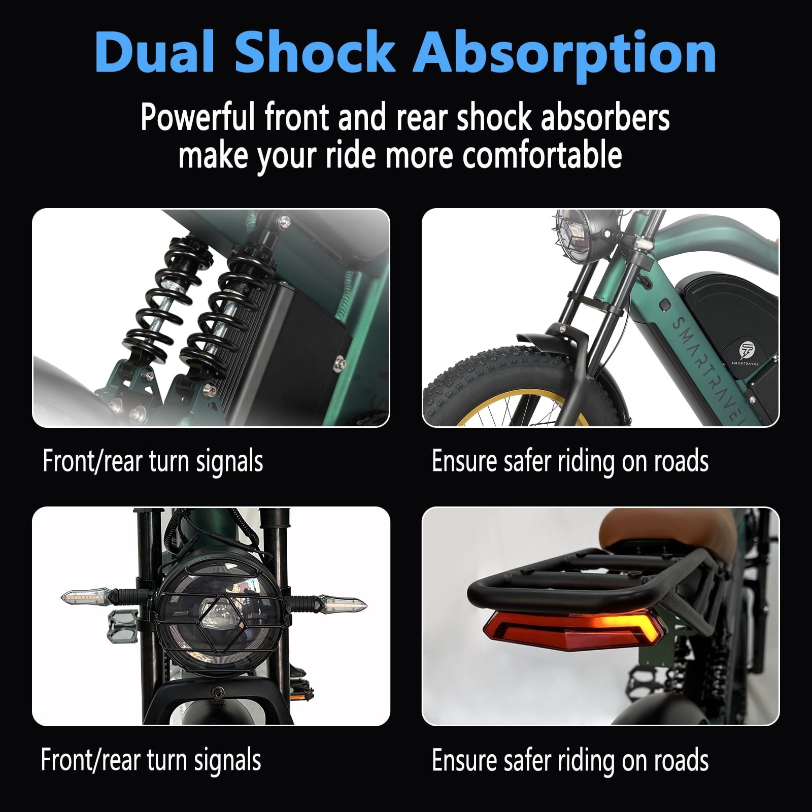 Smartravel Electric Bike for Adults,1500W Motor E-Mountain Bike 48V 27Ah,20*4.0 Fat Tire,Up to 32MPH,GPS and APP Control Ebike,Front/Rear Turn Signals,UL2849 Electric Bikes