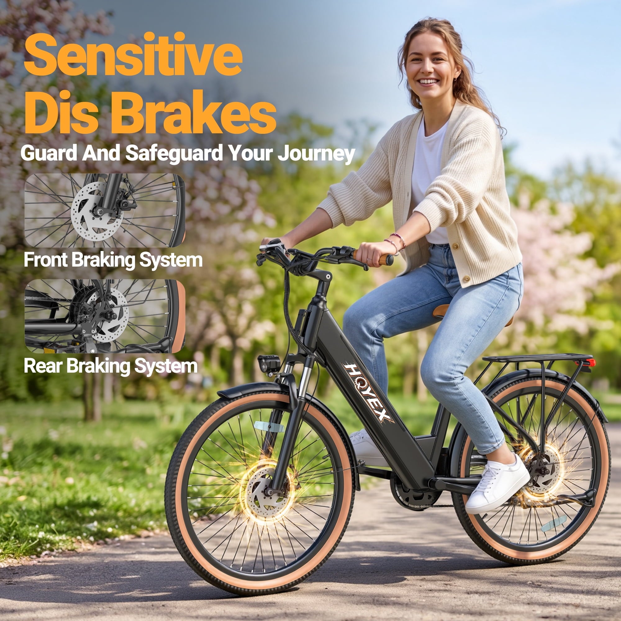HQYEX HQ26 Electric Bike, 26 Inch Tire 1500W Powerful Brushless Motor Ebike, 48V 11AH Removable Rechargeable Battery, 7-Speed Gear Shift Electric Bicycle, Comfortable City Commuter E Bike for Adults Electric Bikes