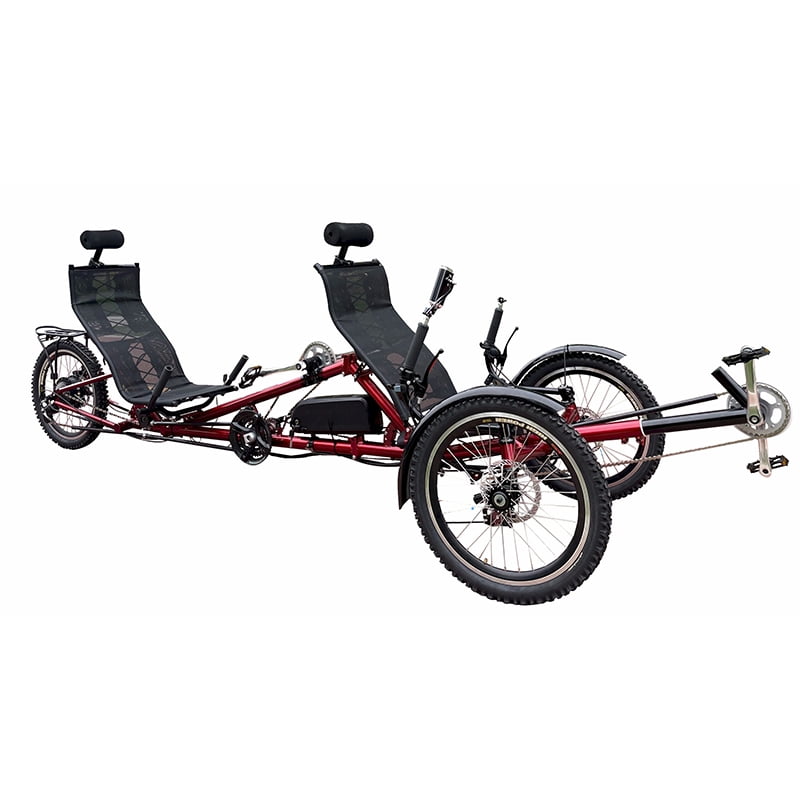 Recumbent 3 Wheel Electric Bike with 500W Motor- Electric 2 Seater Tandem Trike – Adjustable Seats Electric Bikes