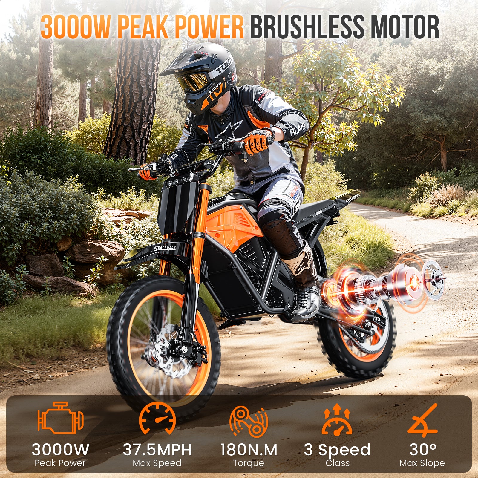 Electric Bike for Adults, Peak-3000W, Max 37.5MPH Electric Motorcycle,14/12  Fat Tire Dirt Bike, E-Bike Electric Bikes