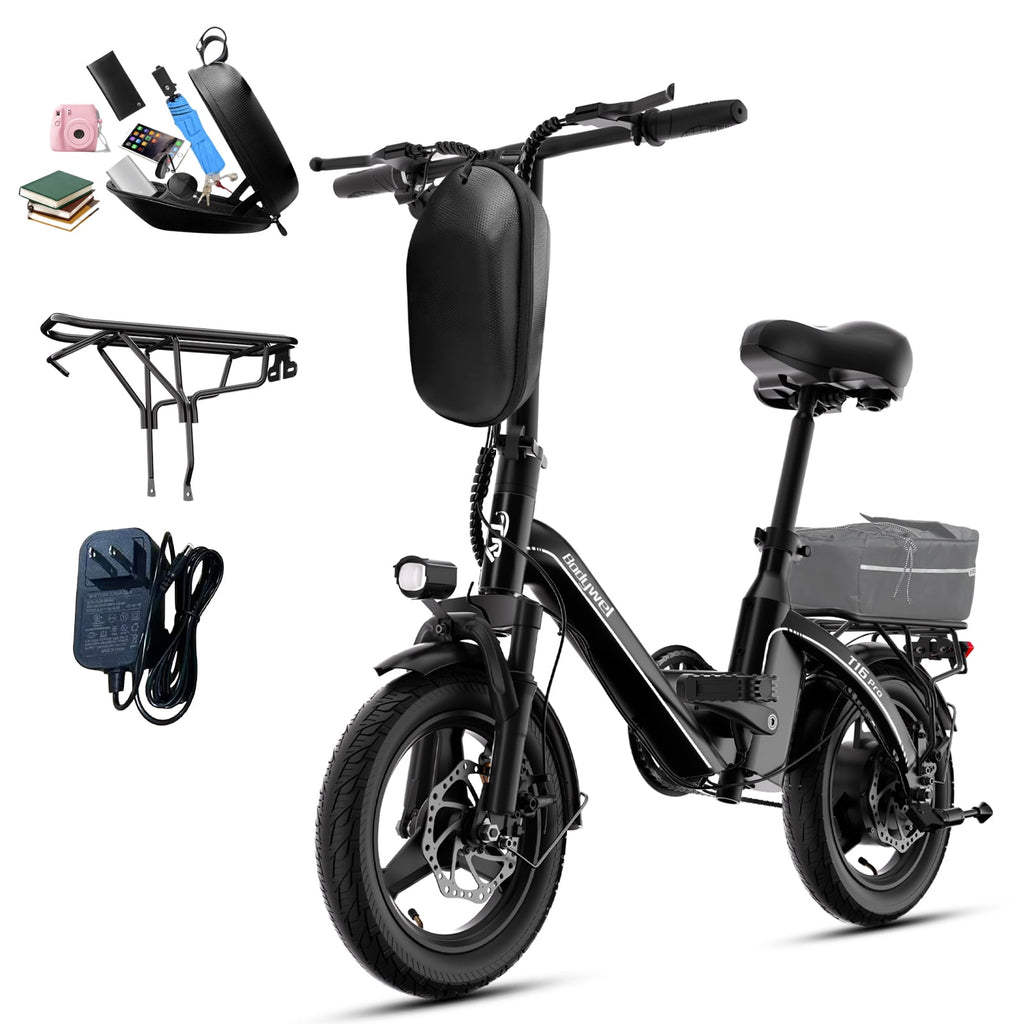 Electric Bike for Adults, Bodywel Electric Bicycle, 36V 10Ah Battery, 14 Folding Ebike for Riders, Peak 500W Motor, Commute E Bike, E-bike, UL2849 Electric Bikes