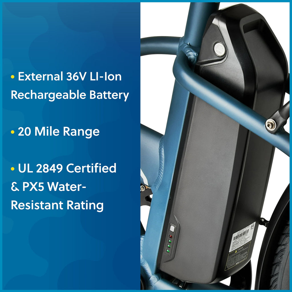 Concord 20 Urbanfold Electric Folding Bike, 36V, Class 2, Blue, Fits Riders 4'11 - 6'2, Adult, Unisex Electric Bikes