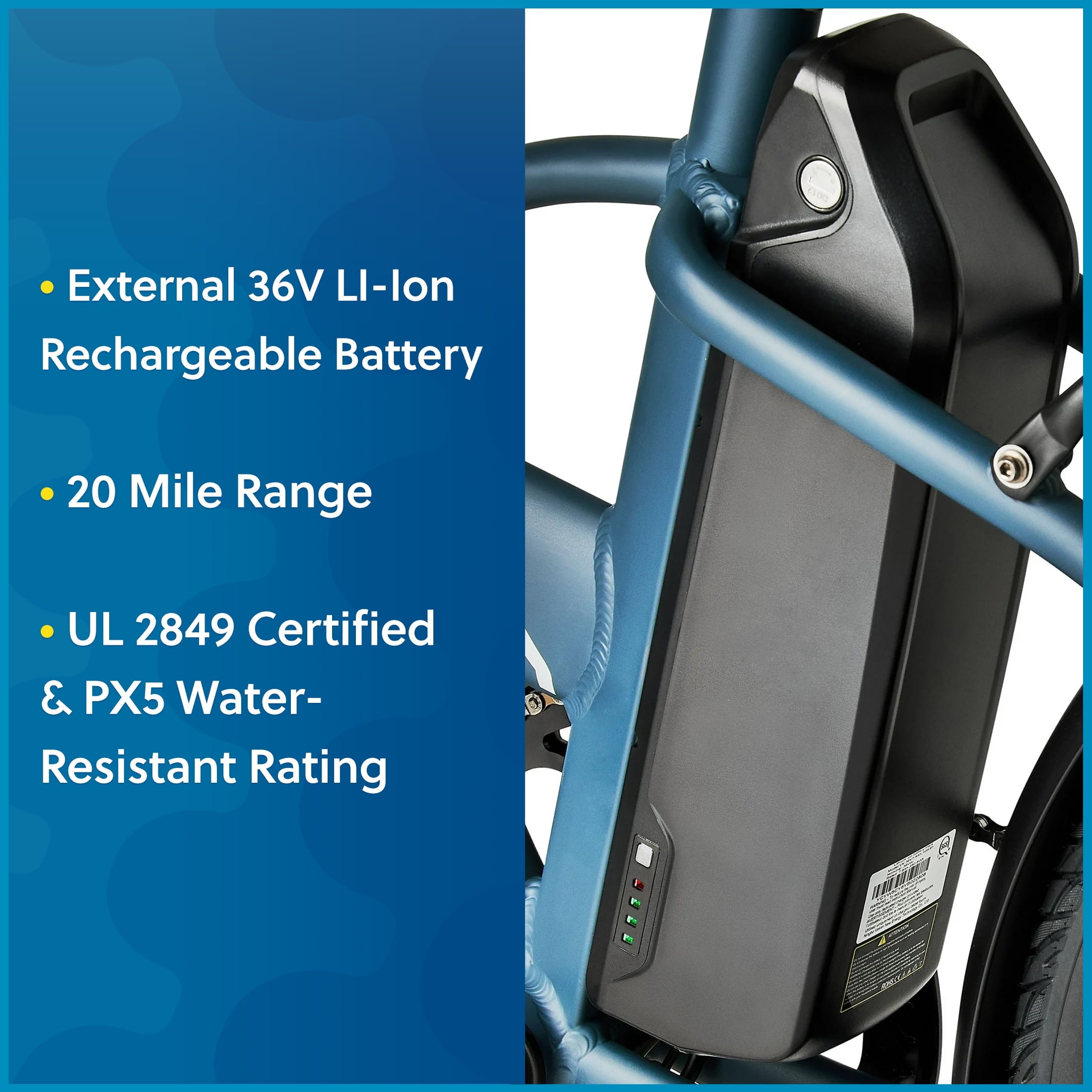 Concord 20 Urbanfold Electric Folding Bike, 36V, Class 2, Blue, Fits Riders 4'11 - 6'2, Adult, Unisex Electric Bikes